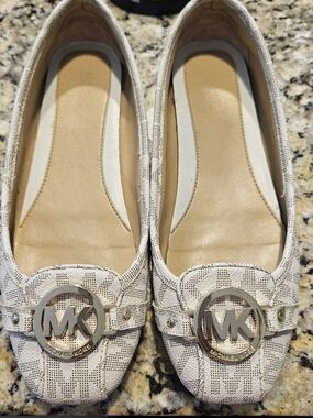 Michael Kors Women's White MK Logo Ballet Flats